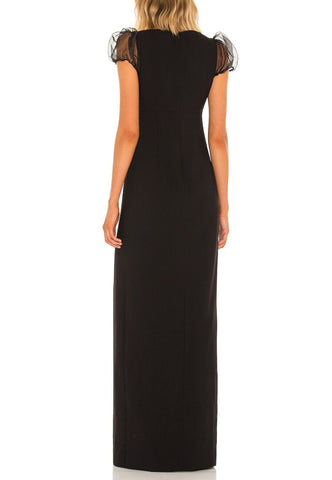 Black Julie Puff Tulle Sleeves Gown
