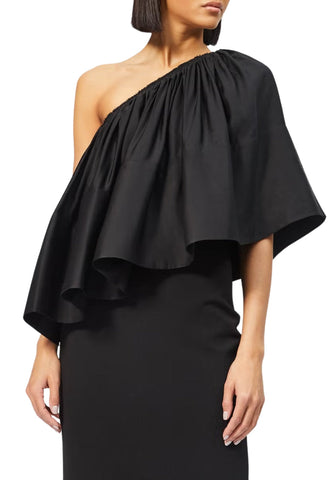 Black Lison One Shoulder Gown